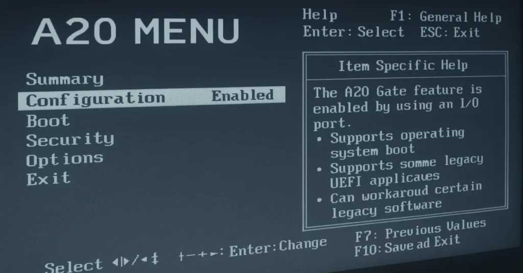 A20 Menu