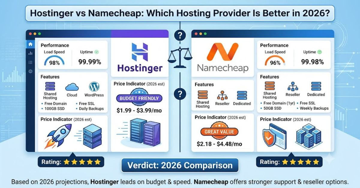 Hostinger vs Namecheap: Which Hosting Provider Is Better in 2026?