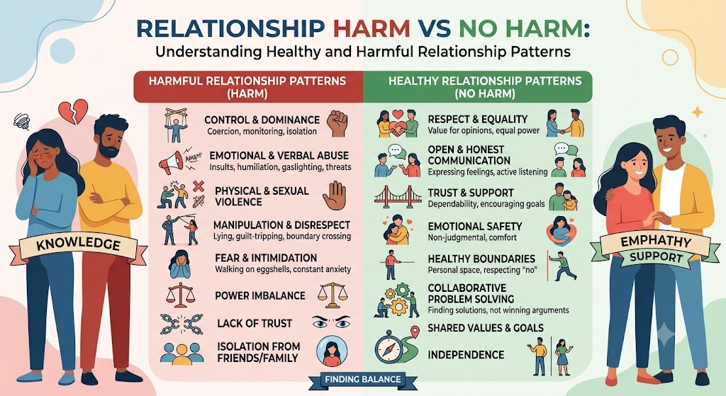 Relationship Harm vs No Harm: Understanding Healthy and Harmful Relationship Patterns