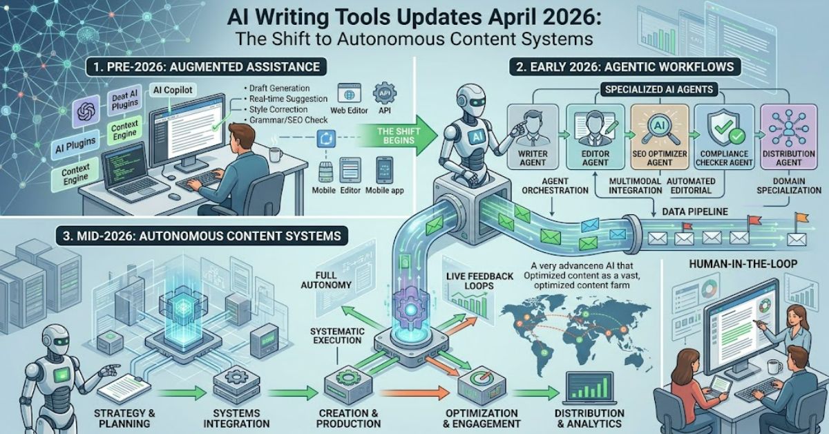 AI Writing Tools Updates April 2026: The Shift to Autonomous Content Systems