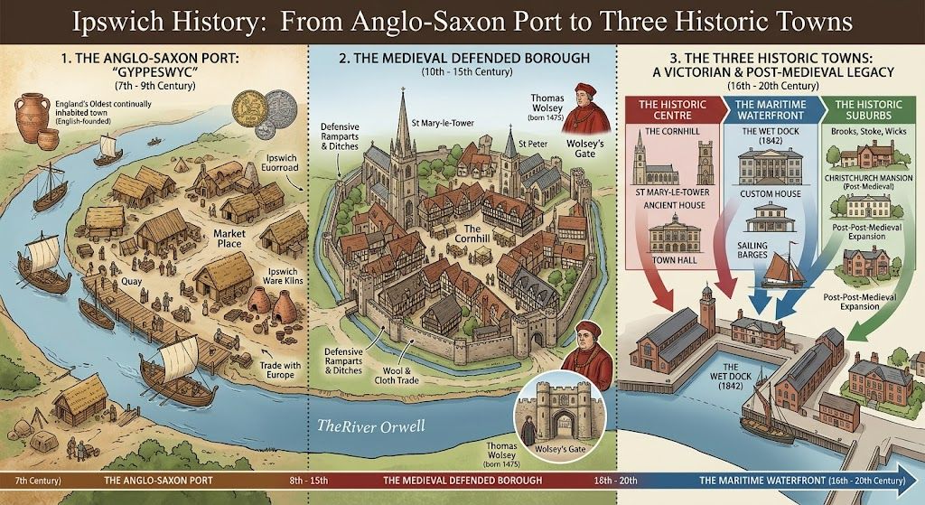Ipswich History: From Anglo-Saxon Port to Three Historic Towns