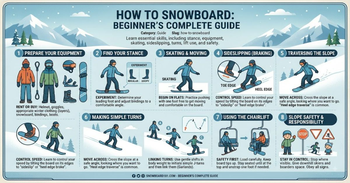 How to Snowboard: A Beginner’s Guide to Stance, Turns and Safe Progression