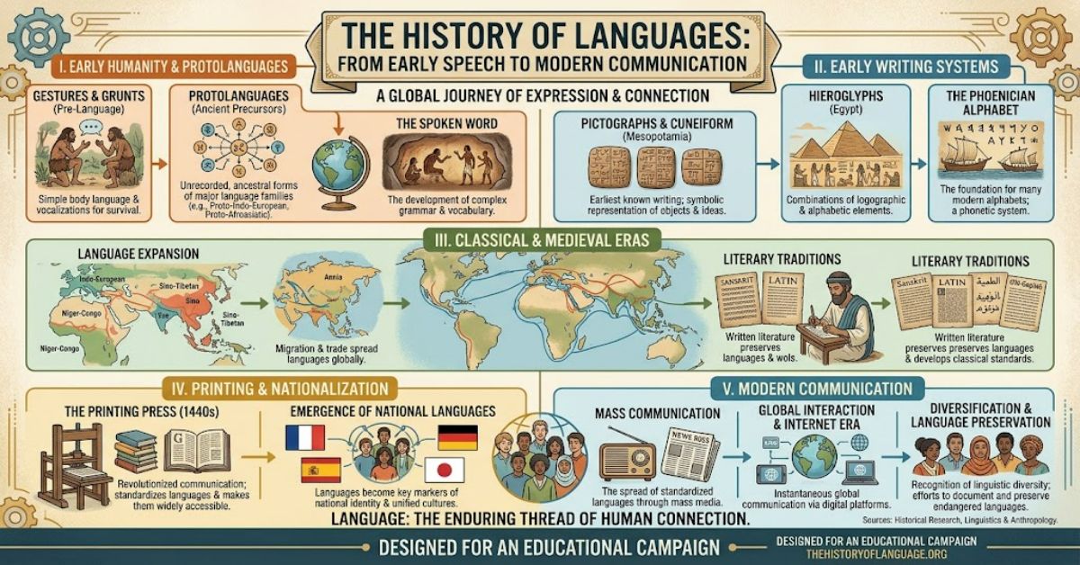 The History of Languages: From Early Speech to Modern Communication