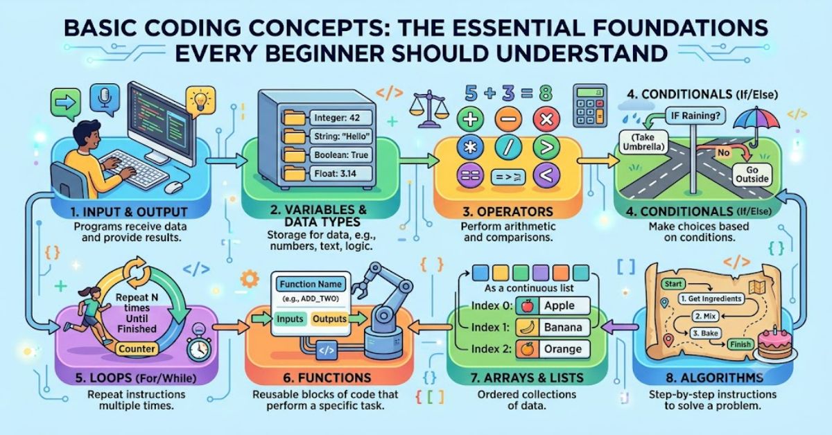 Basic Coding Concepts: The Essential Foundations Every Beginner Should Understand