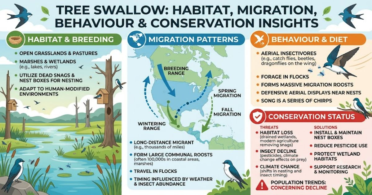 Tree Swallow: Habitat, Migration, Behaviour and Conservation Insights