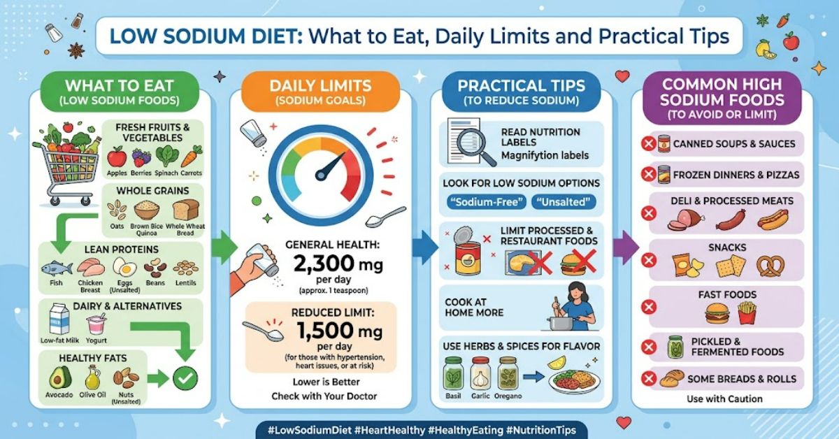 Low Sodium Diet: What to Eat, Daily Limits and Practical Tips