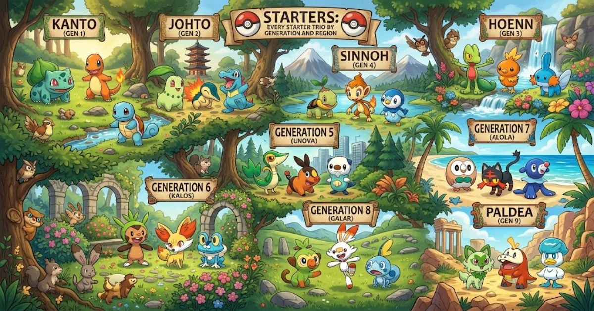 All Pokémon Starters: Every Starter Trio by Generation and Region